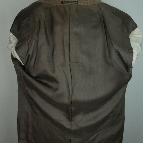 Ermenegildo Zegna 100% Silk Light Brown Plaid coat - Picture 5 of 7